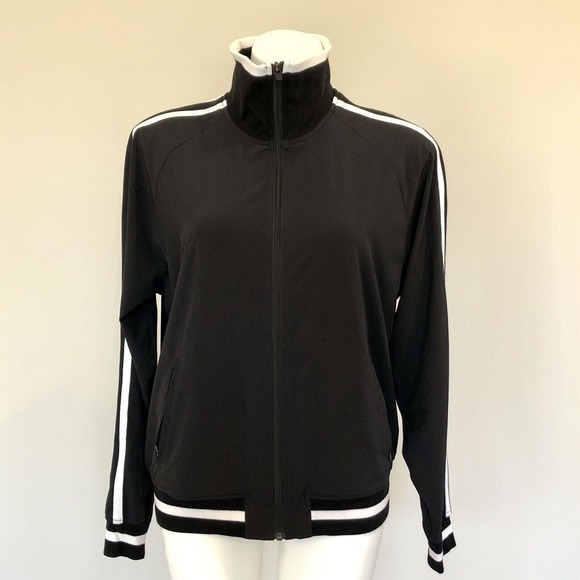 Athleta Circa Track Jacket Medium Stripe Full Zip Pockets Recycled Materials - Picture 2 of 12